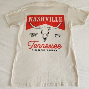 Nashville Tennessee Western Bull Skull Graphic Tee S